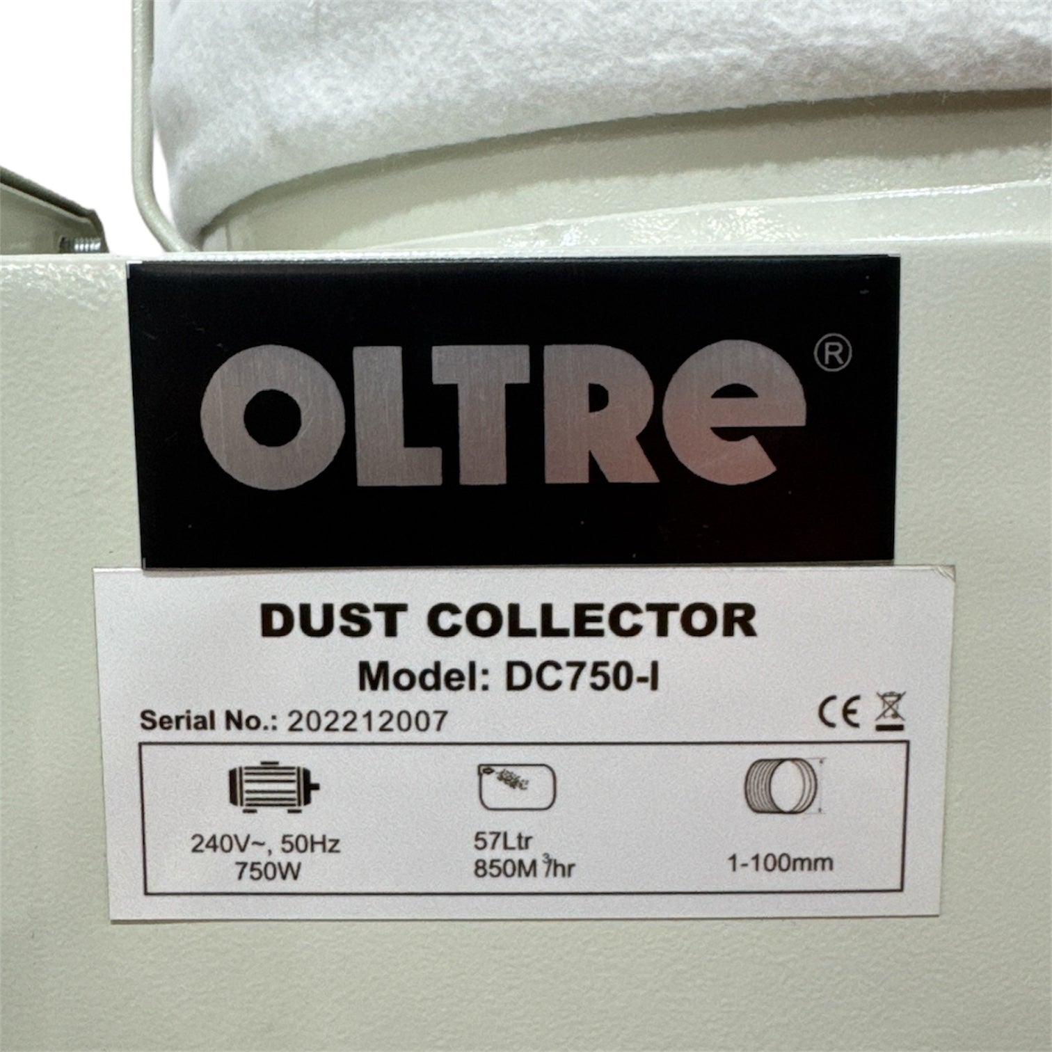 Oltre Dust Collector 240V 1HP 1 x Filter Element (1 Top + 1 Bottom Bag) 500CFM OT-DC-750