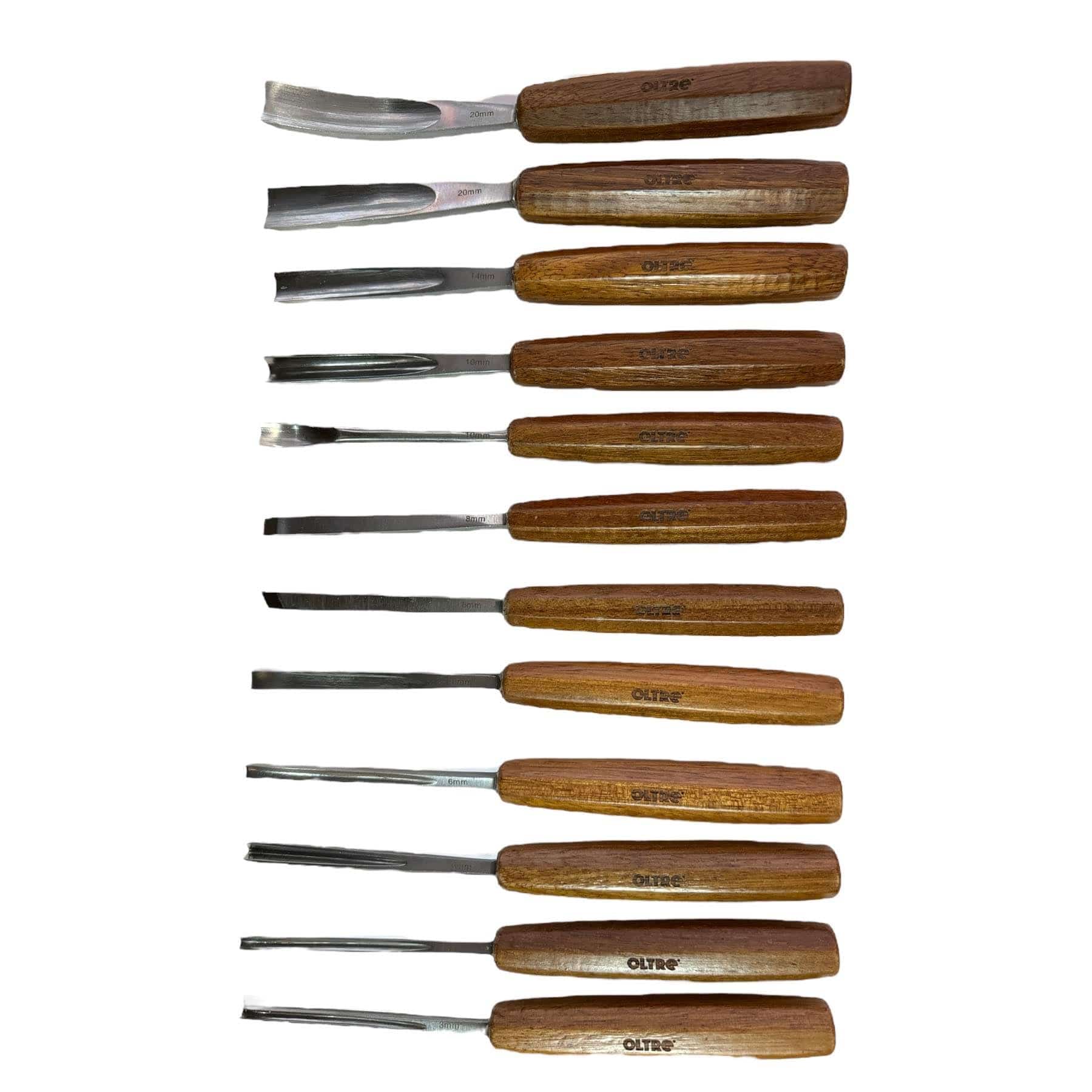 Oltre Wood Carving 12 Piece Tool Set in Wooden Box OT-CTS-12