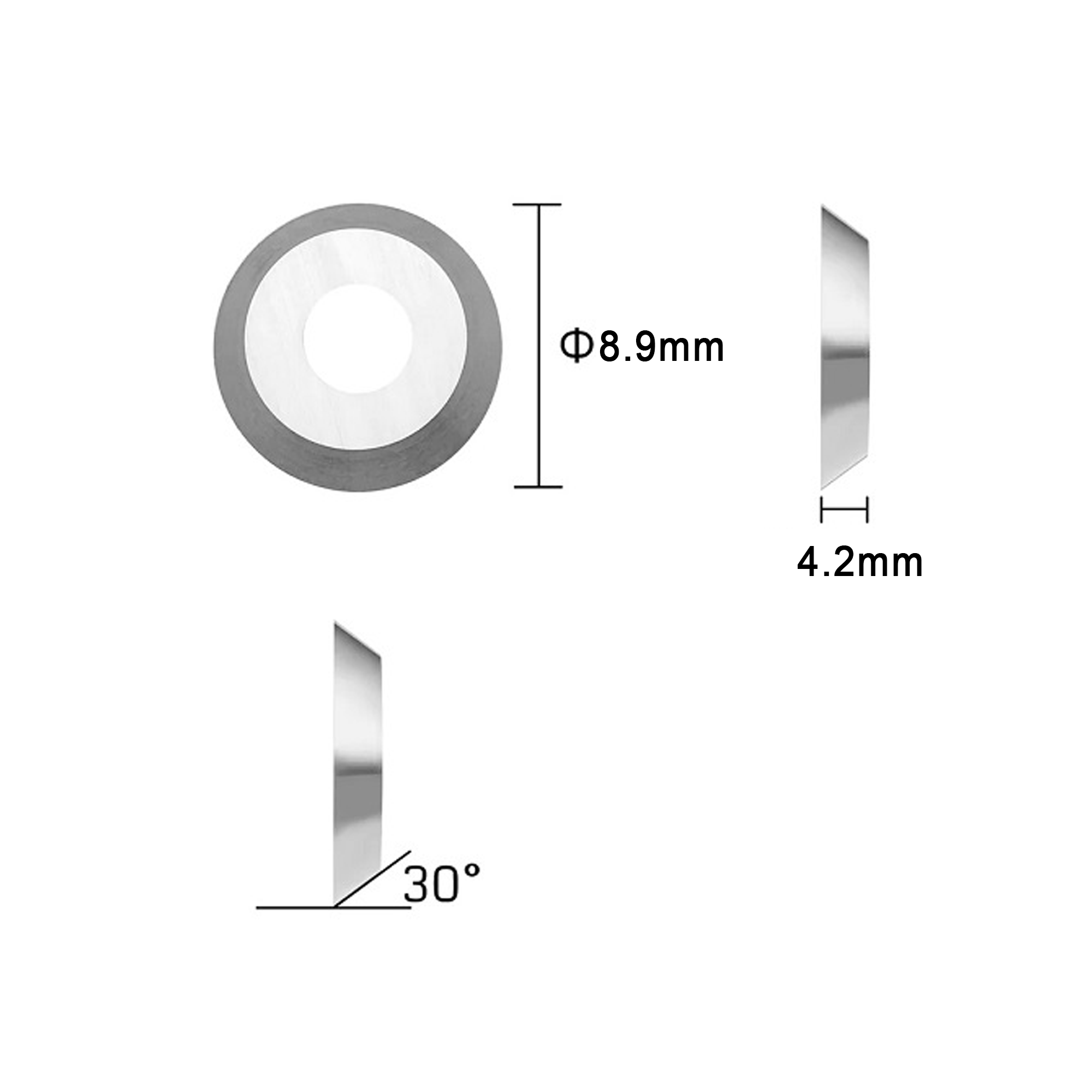 Oltre Round Replacement Tungsten Carbide Insert Blade/ Tip - 8.9mm Diameter x 4mm - OT-WT-B-R8.9 Compatible with Oltre Woodturning Systems & Woodturning Hollowing Knife Tools