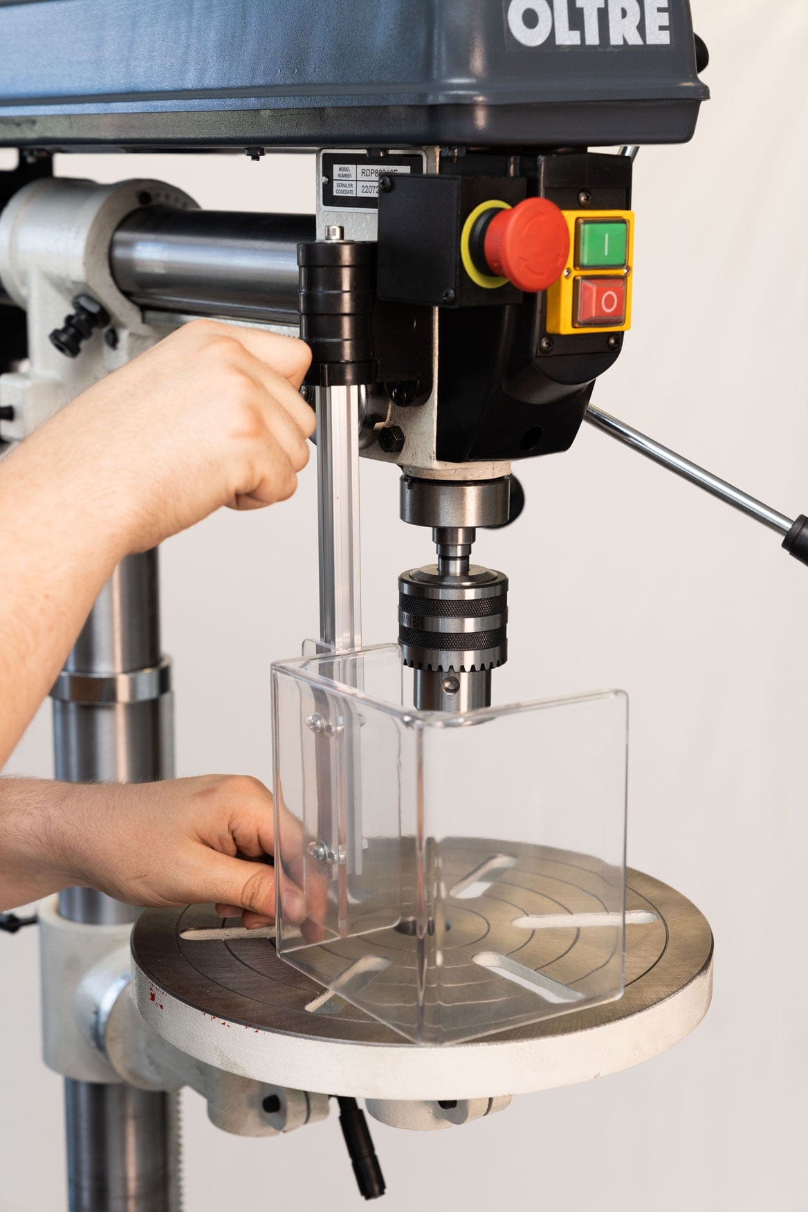 Oltre Drill Press Chuck Guard with Polycarbonate Shield & Safety Interlock Microswitch