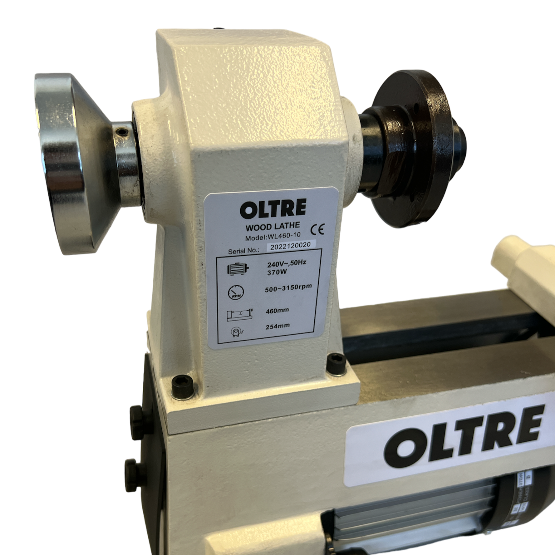 Oltre 254mm (10") Swing x 460mm (18") Between Centres Woodturning Mini-Midi Economy Bench Lathe 0.5HP 240V OT-WL460-10