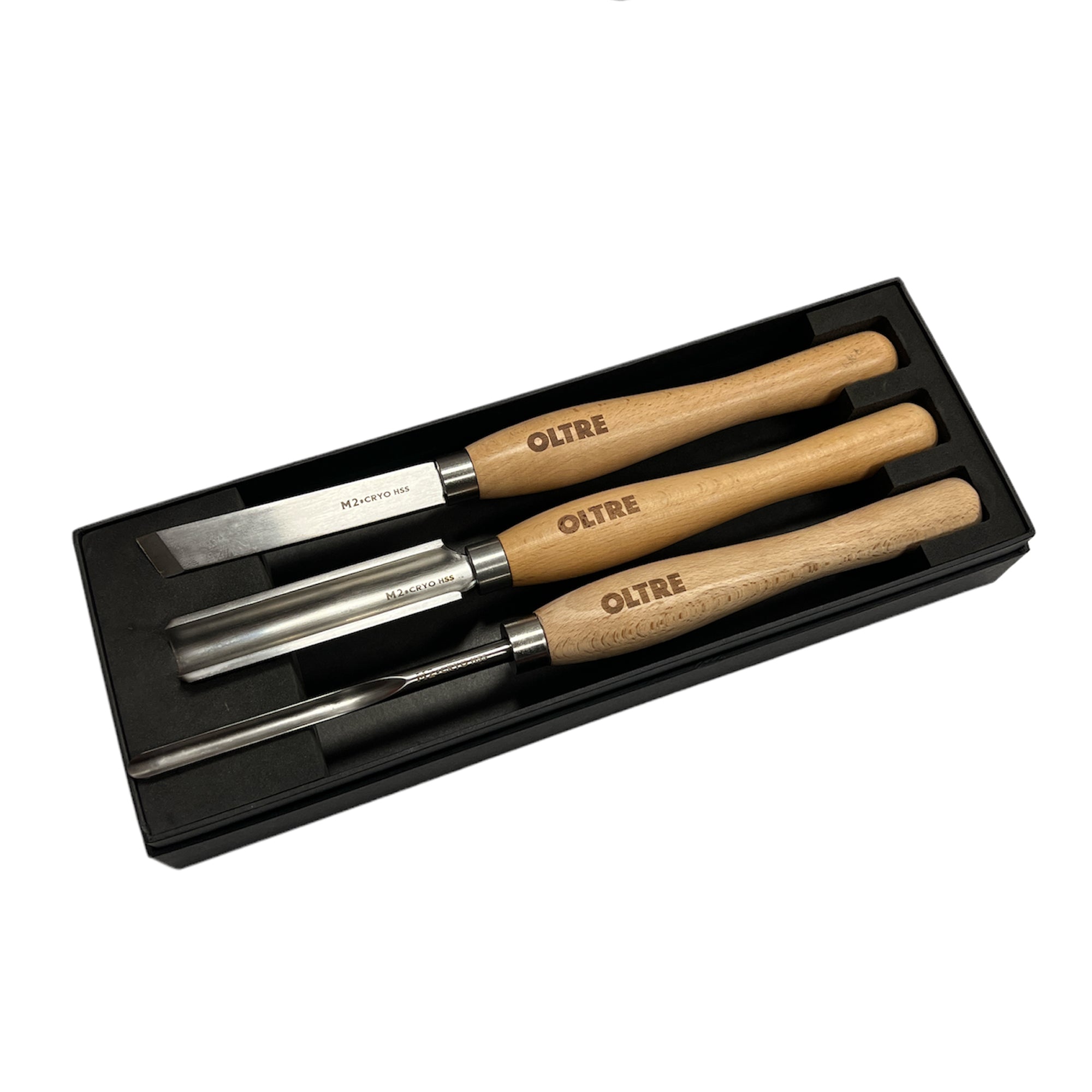 3Pce Woodturning Chisel Tool M2 CRYO HSS (Small Turning Tools) Set by Oltre