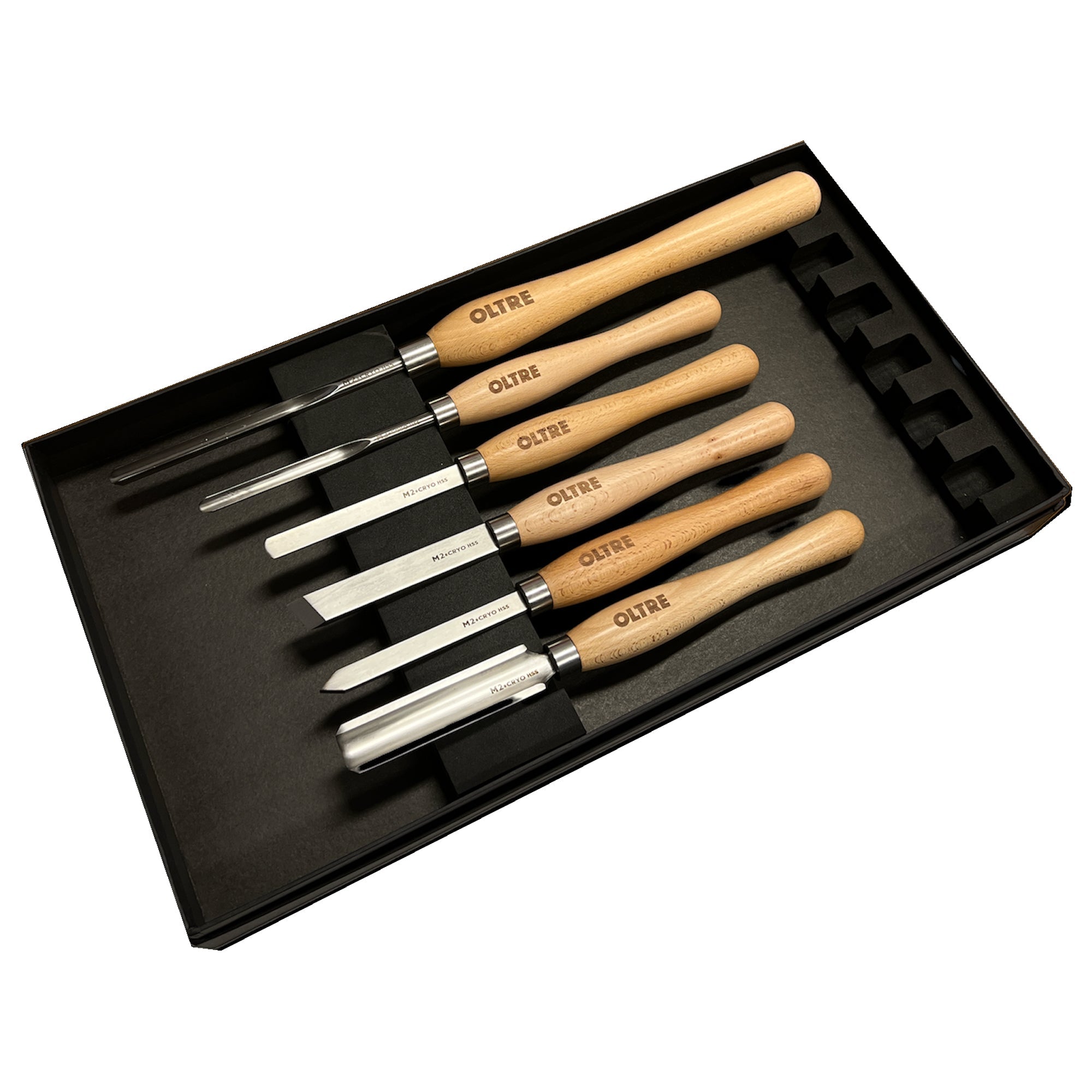 6Pce Woodturning Chisel Tool M2 CRYO HSS (5 Small + 1 Medium Turning Tool) Set by Oltre