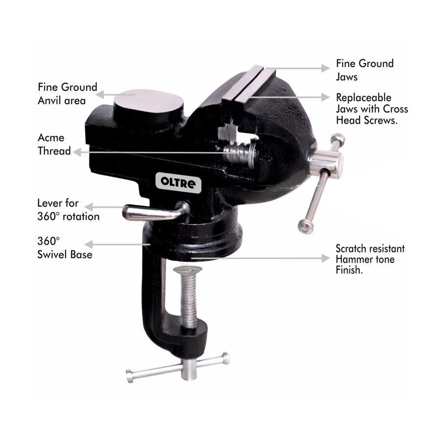 Heavy Duty SG Iron Baby Bench Vice with Cylindrical Anvil OT-230101 by Oltre