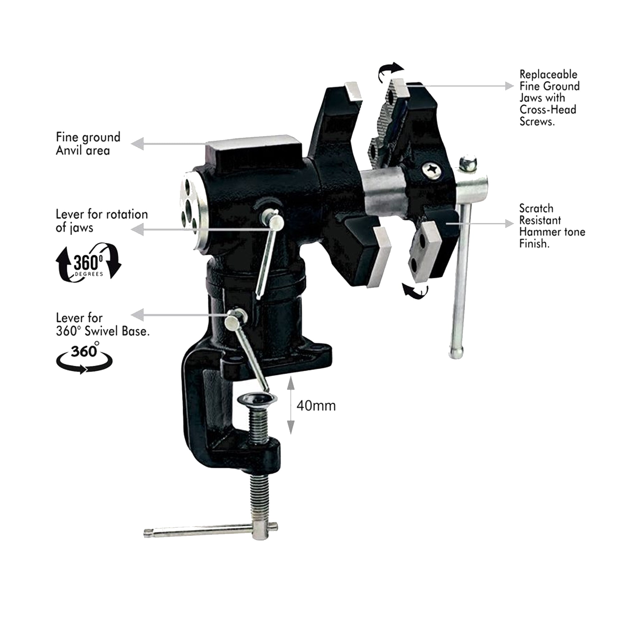 Heavy Duty SG Iron Baby Multi Bench Vice with Anvil by Oltre