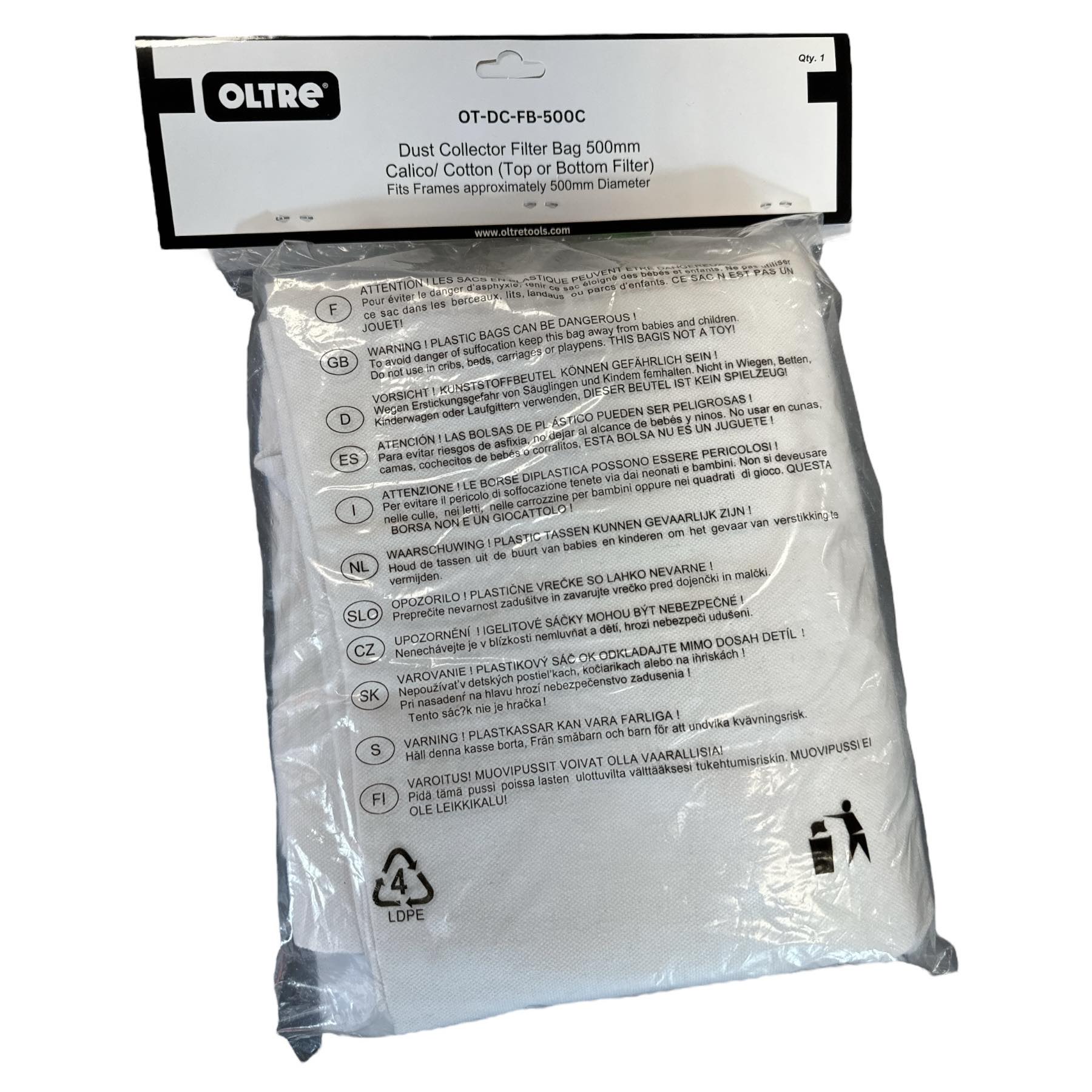 Dust Collector Filter Bag 500mm OT-DC-FB-500 by Oltre